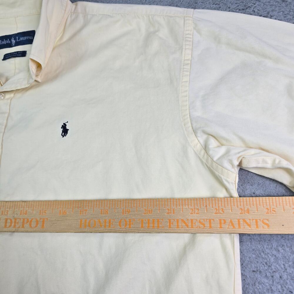 Vintage Ralph Lauren Button Front Shirt Men's 17 Light Yellow Custom Fit Dress - Picture 4 of 7